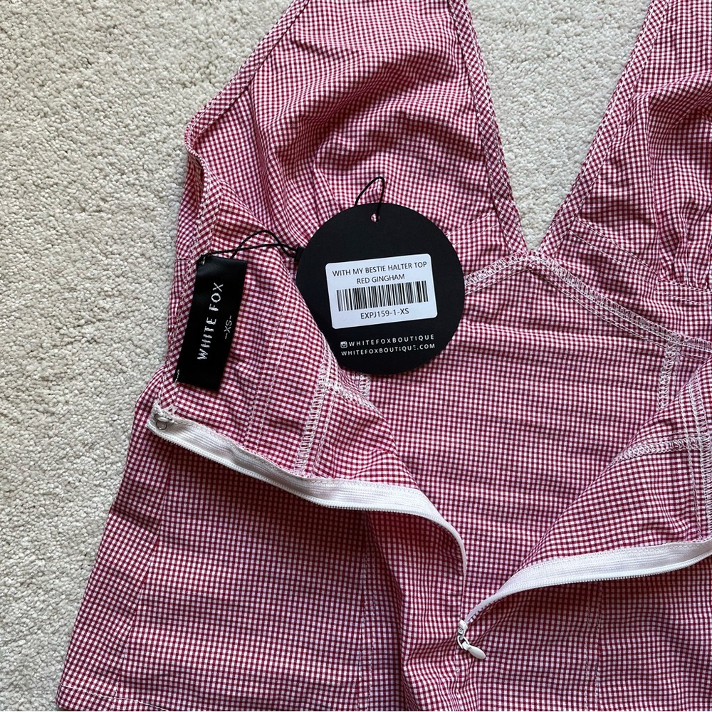 White Fox Red Gingham Halter Top - Picture 4 of 6